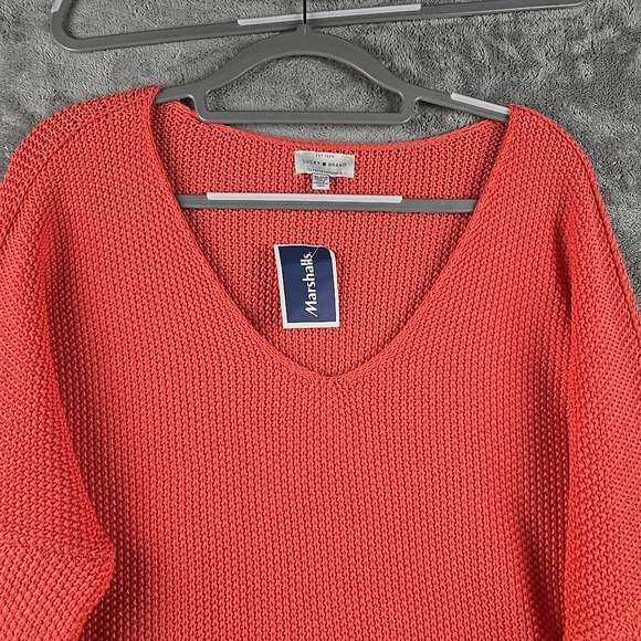 Lucky Brand Sweater Womens Size XL Pink Pullover Knit V-neck Long Sleeve NWT‎ - Picture 3 of 8